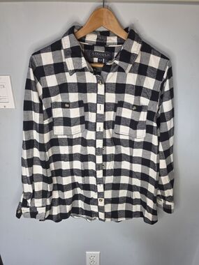 Lincoln Outfitters Black White Buffalo Check Flannel Shirt XLR Foreman Fit